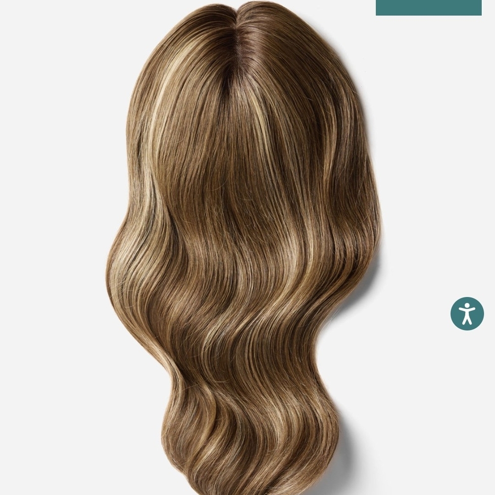 Crown Clip In Topper Medium Brown With Highlights - Picture 2 of 11